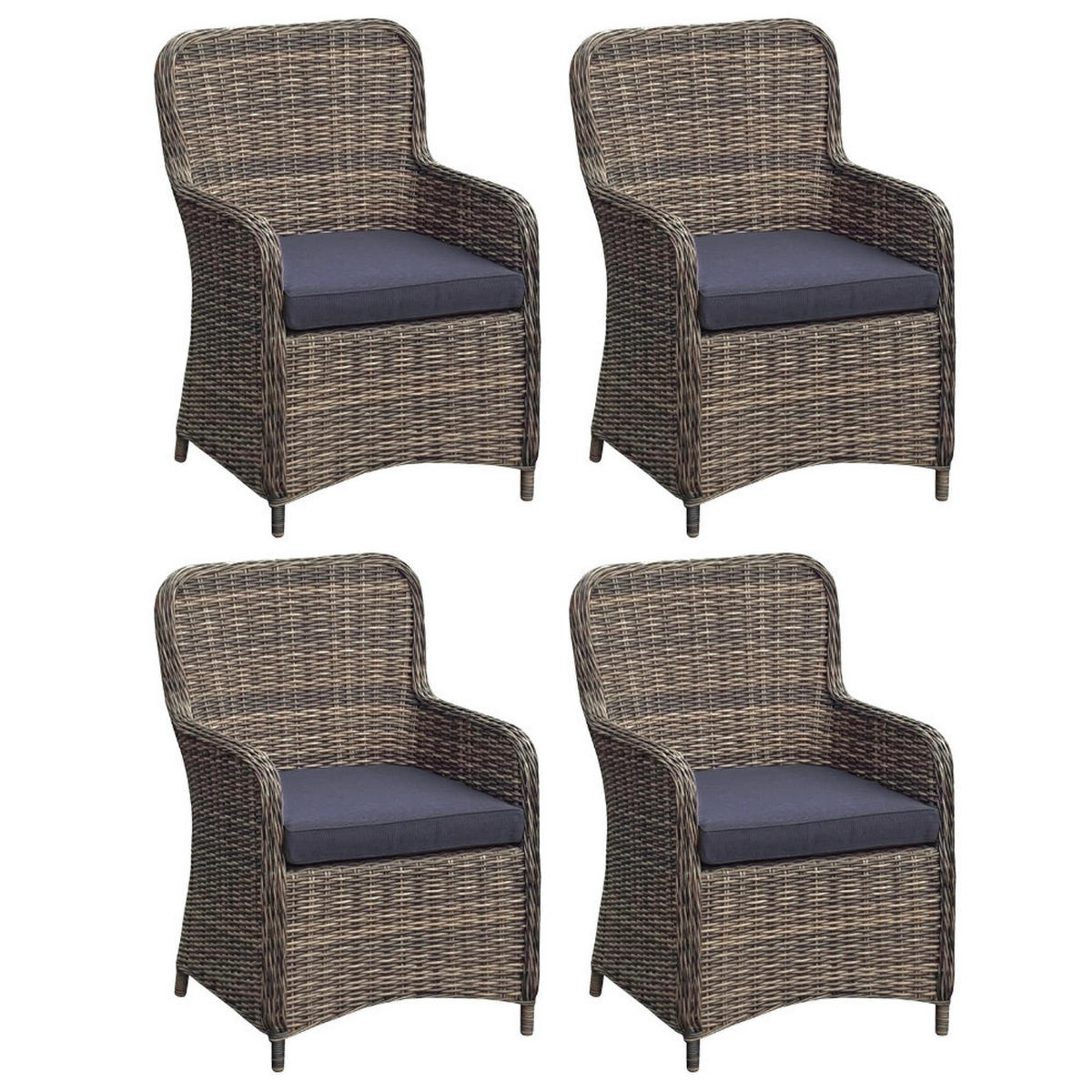 GARTENSTUHL 4er Set Lagos Relaxsessel - Braun, Kunststoff (66/93/62cm) - DELUKE