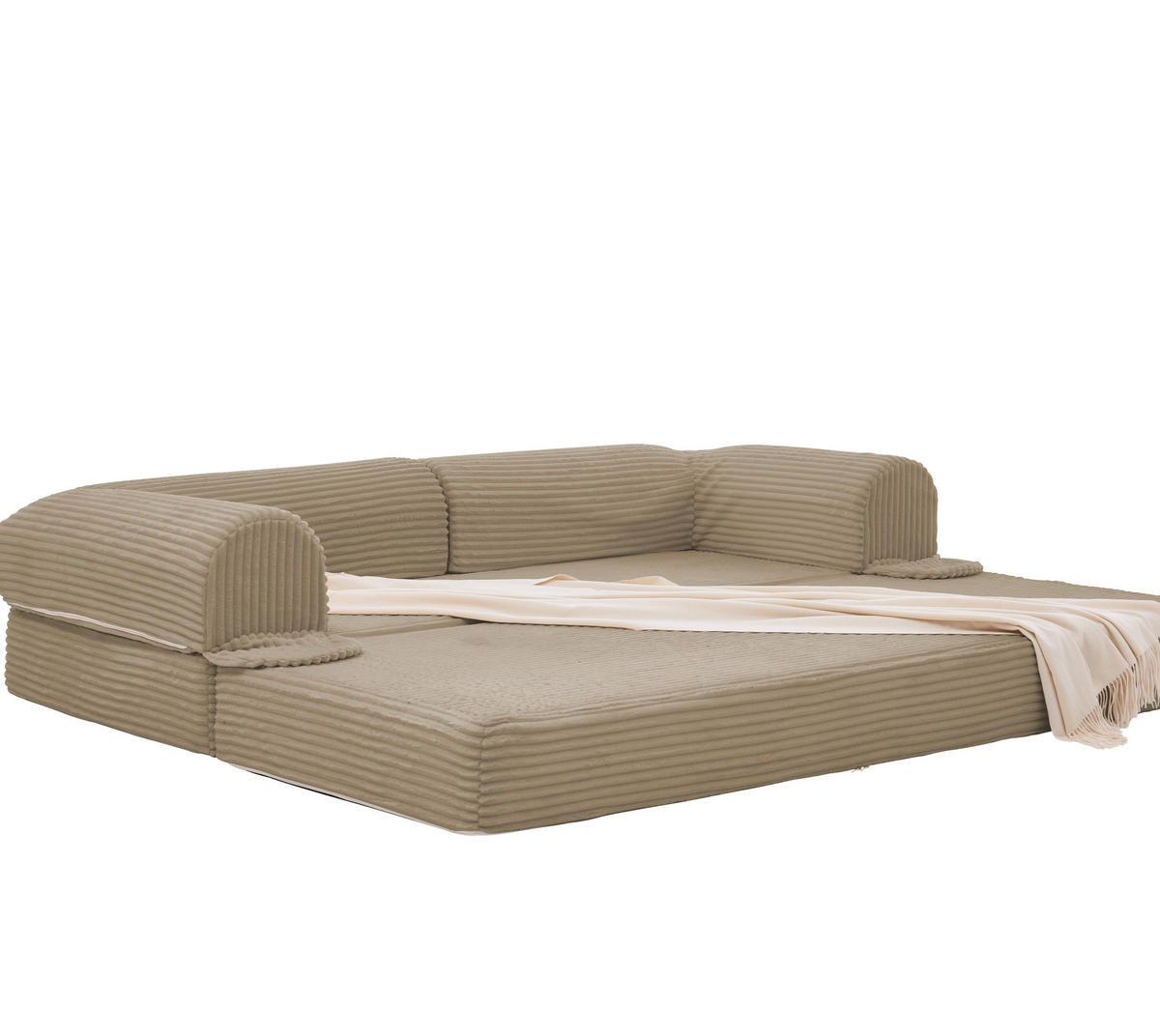 SCHLAFSOFA in Braun aus Cord mit bodennaher Konstruktion - Braun, Textil/Metall (190/45/78cm) - CHICFURN