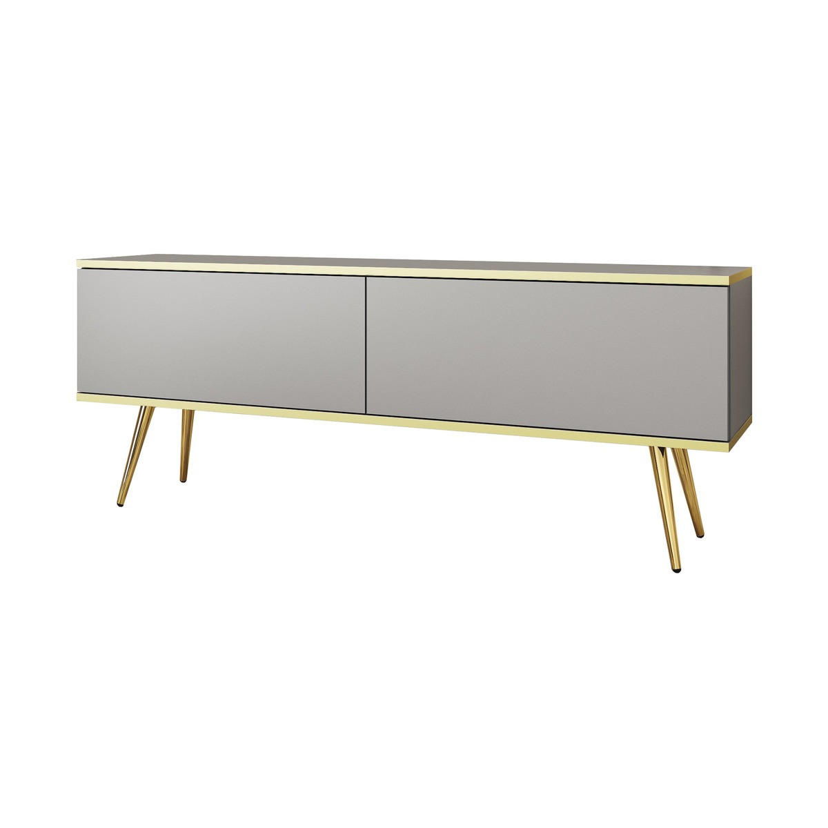 LOWBOARD – 135 cm – Oro – Mit Füßen – TV-GEN0301 - Grau, Holzwerkstoff (135/30/32cm) - hi-markt