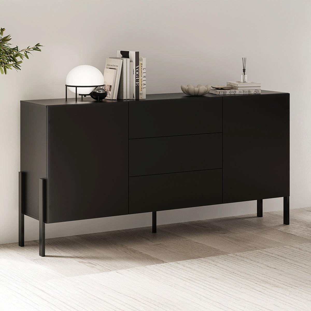 SIDEBOARD Bérénice Černá - černá, kompozitní dřevo (184/90/40cm) - Petits-meubles