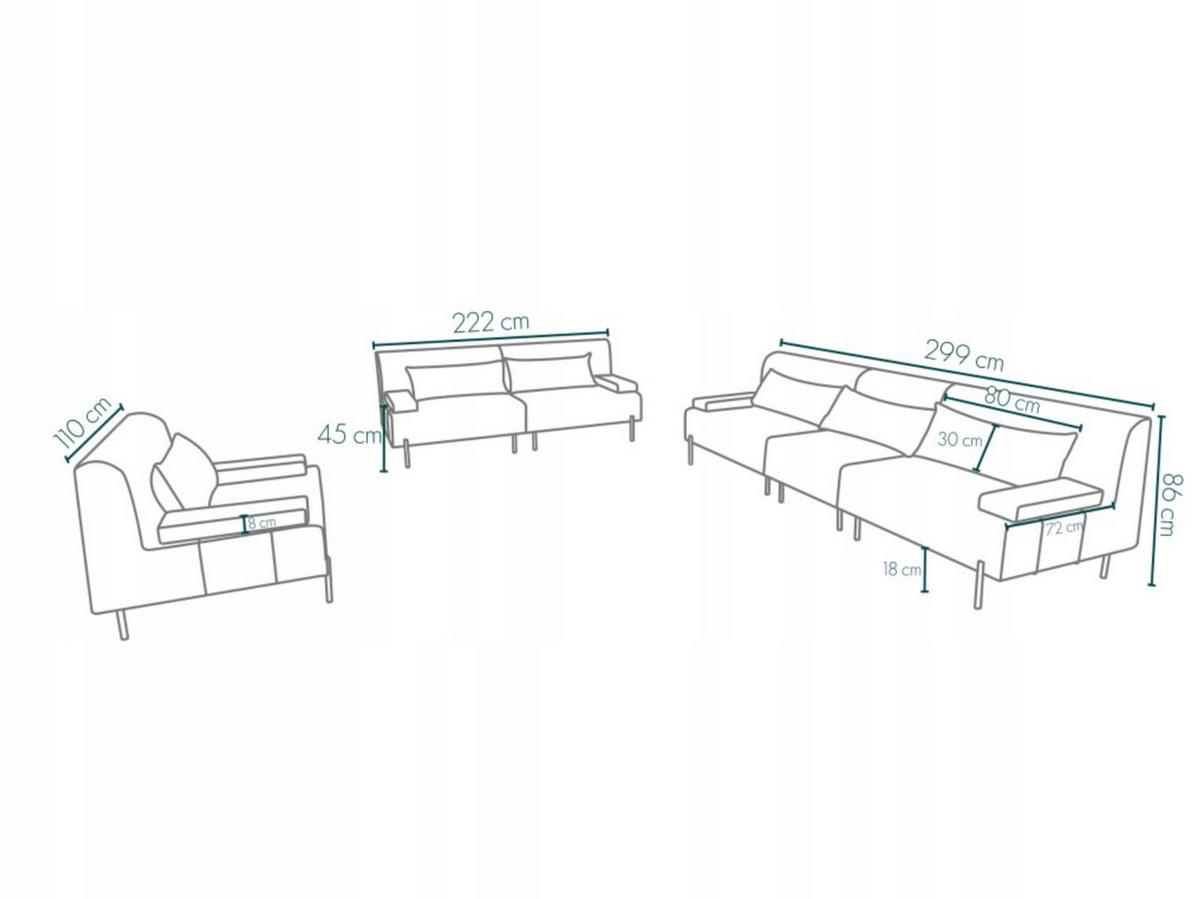 GARTENMÖBEL Set 2 x Sofa und Sessel, BORNEO, UV-beständig, Solide Konstruktion, HR-Schaumfüllung, Wetterfeste Bezugstoff, Beige - Beige, Holz - Trada
