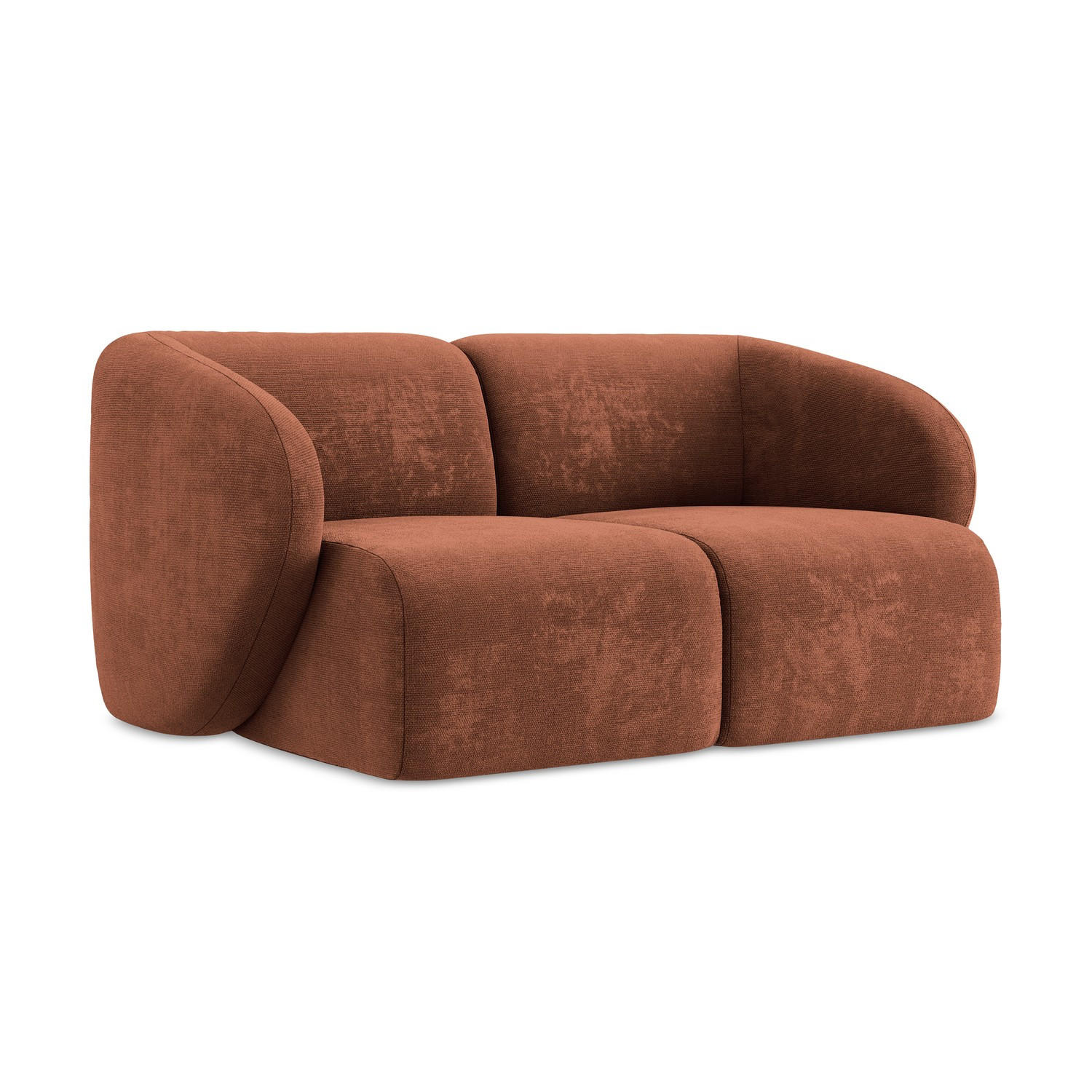 2-SITZER-SOFA Chenille Stoff Orange - Terracotta/Schwarz, Holzwerkstoff/Kunststoff (174/75/94cm) - LaMiaSofa