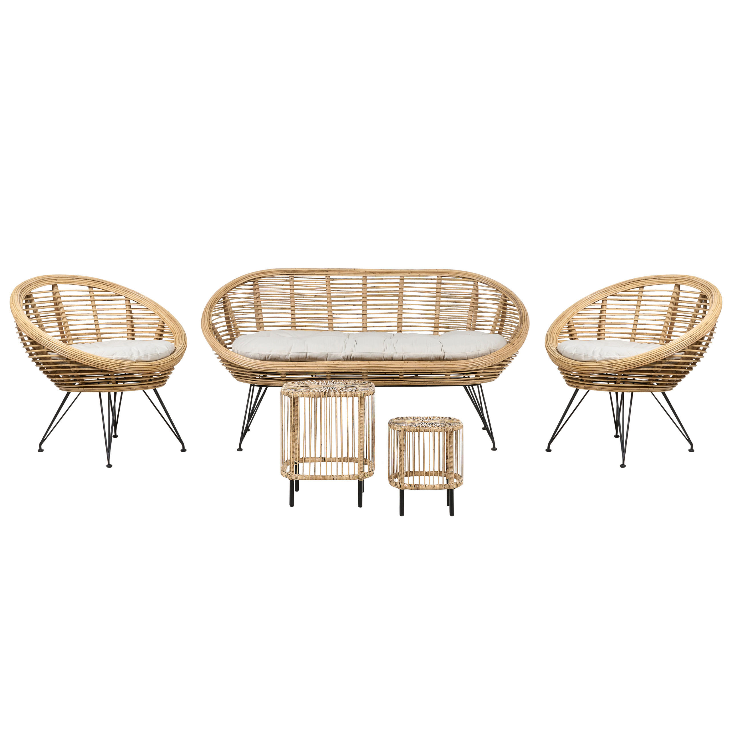 4-SITZER LOUNGE SET Rattan Natürlich Maratea/Cesenatico - Naturfarben, Naturmaterialien - Beliani