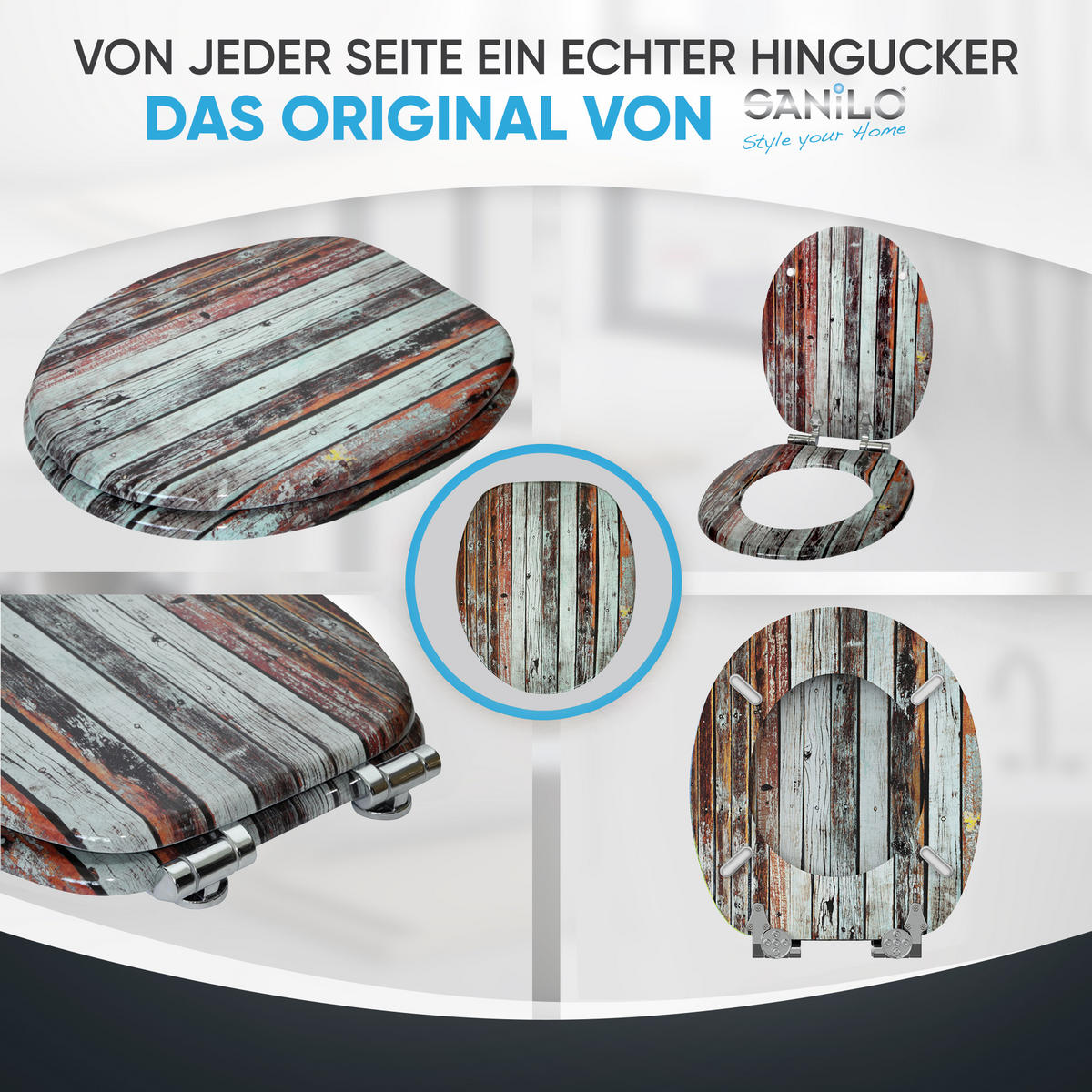 WC-SITZ mit Absenkautomatik Antik - Braun, Holzwerkstoff (38/6/47cm) - Sanilo