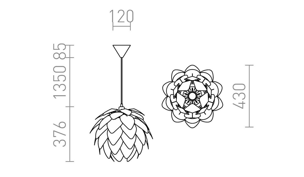 PENDELLEUCHTE ENCOMBRE Kupferfolie 15 W - Kupferfarben, Metall (43/43/38cm) - Rendl