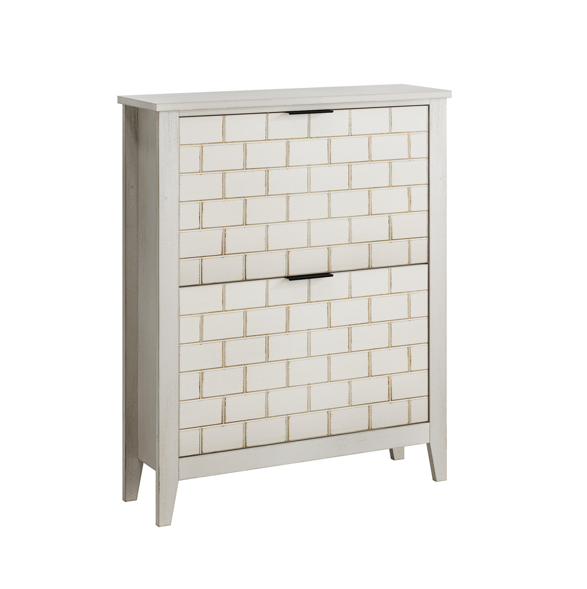 SCHUHSCHRANK 80 cm Retro-Weiß aus MDF mit 2 Klappfächern - Weiß, Holzwerkstoff (80/97.5/24cm) - OKWISH