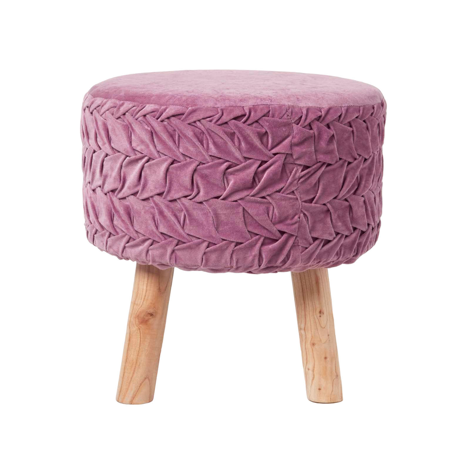 SAMT-HOCKER Lyla, mauve plissiert, 40/40/41 cm - Mauve, Textil (41/40/41cm) - Homescapes
