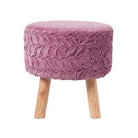 SAMT-HOCKER Lyla, mauve plissiert, 40/40/41 cm - Mauve, Textil (41/40/41cm) - Homescapes