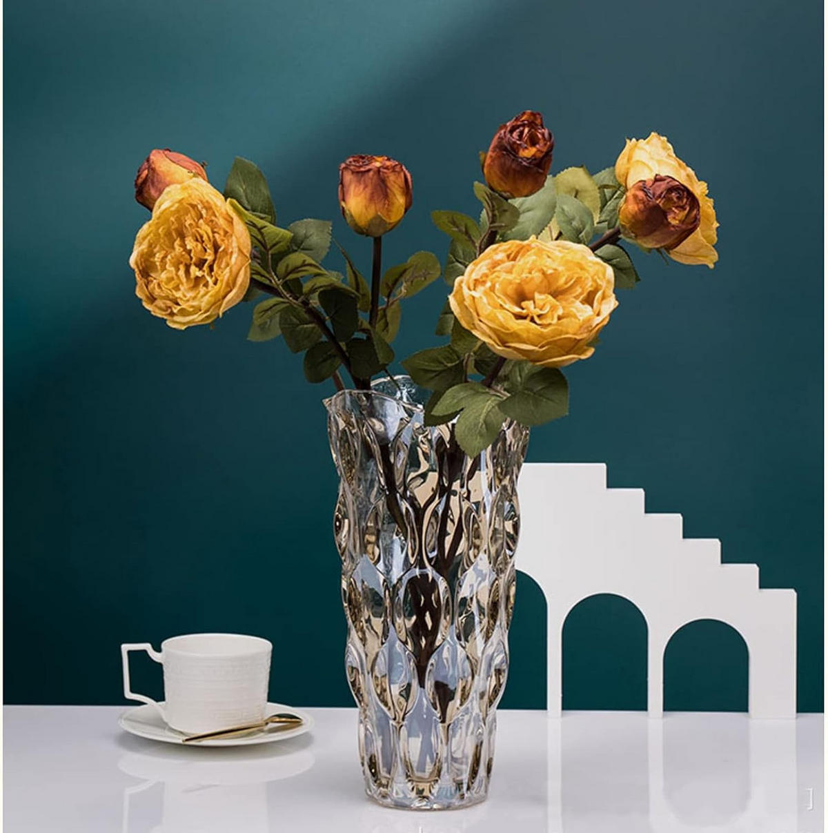 VASE 13 x 13 x 24 cm Transparentes Glas - Braun, Glas (13cm) - LIBRATON