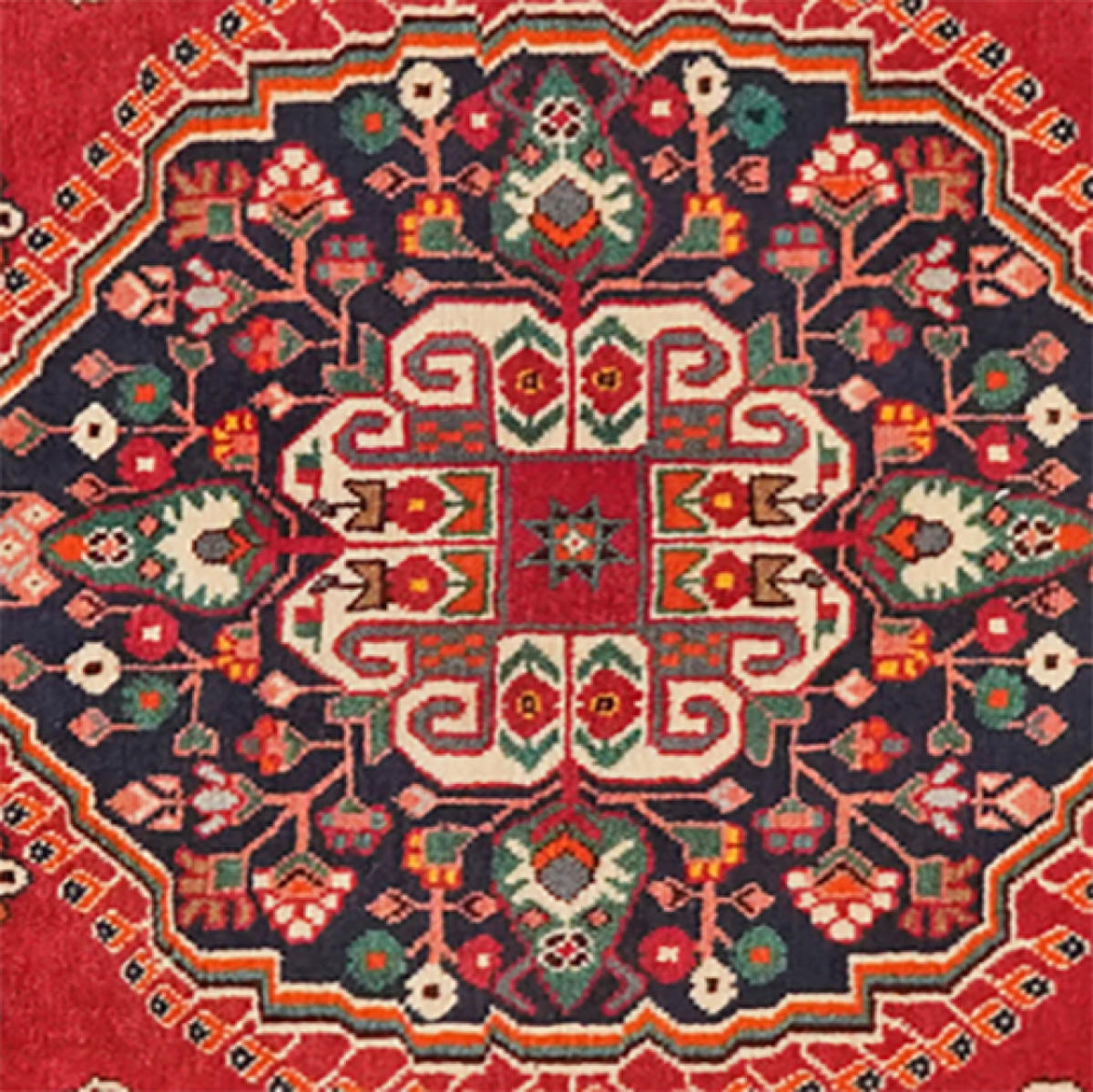 TEPPICH Gashgai Rot 63/63 cm Schurwolle - Rot, Textil (63/63cm) - Looma