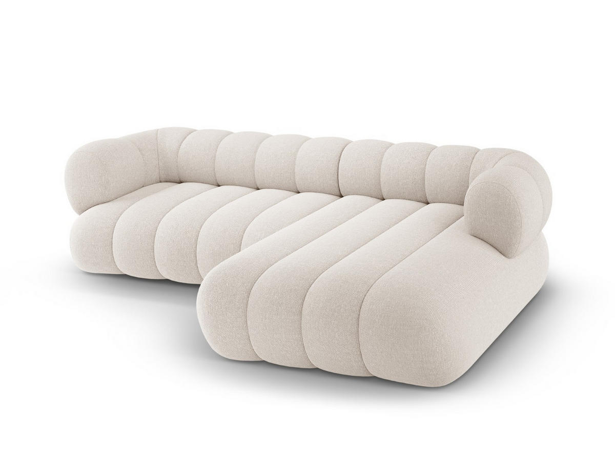 ECKSOFA Koge aus Chenille-Stoff leichtes beige 5 Sitzplätze - Creme, Textil (165/270cm) - Cosmopolitan Design