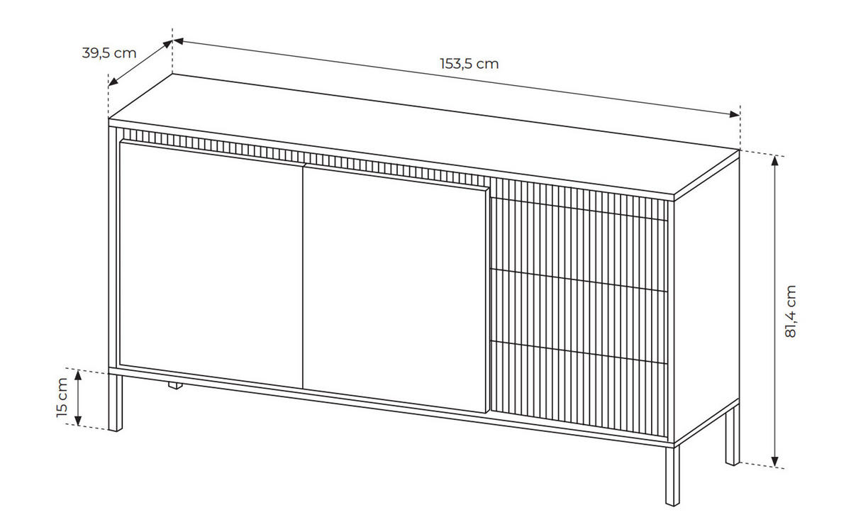 SIDEBOARD Senso schwarz 154 / 40 / 82cm - Schwarz, Holz/Holzwerkstoff (154/82/40cm) - Feldmann-Wohnen