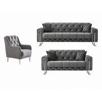SITZGARNITUR Shimla, Grau Stellvariante 3+2+1 - Grau, Holzwerkstoff/Metall (220/80/100cm)