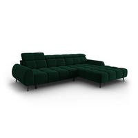 ELEKTRISCHES-ECKSOFA rechts Alyse aus Samt flaschengrün 5 Sitzplätze - Grün, Textil (188/295cm) - Micadoni