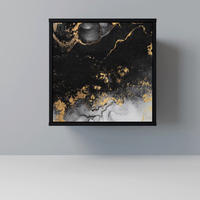 SIDEBOARD MARBLE OF TOMMORROW, Schwarz, 57,5x42x57,5 cm, Ohne Füße - Multicolor/Schwarz, Holzwerkstoff (57.5/57.5/42cm) - SpaceRebels