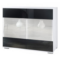 KOMMODE Bari Schwarz Hochglanz - Schwarz Hochglanz, Holzwerkstoff (92.5/75.5/35cm) - Vladon