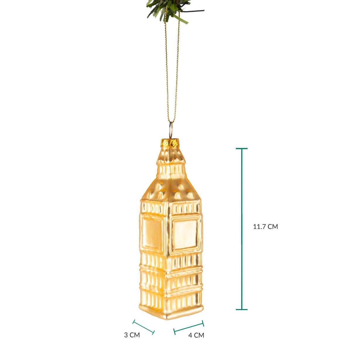 WEIHNACHTSKUGEL Big Ben 12 cm - Goldfarben, Glas (3/12/1cm)