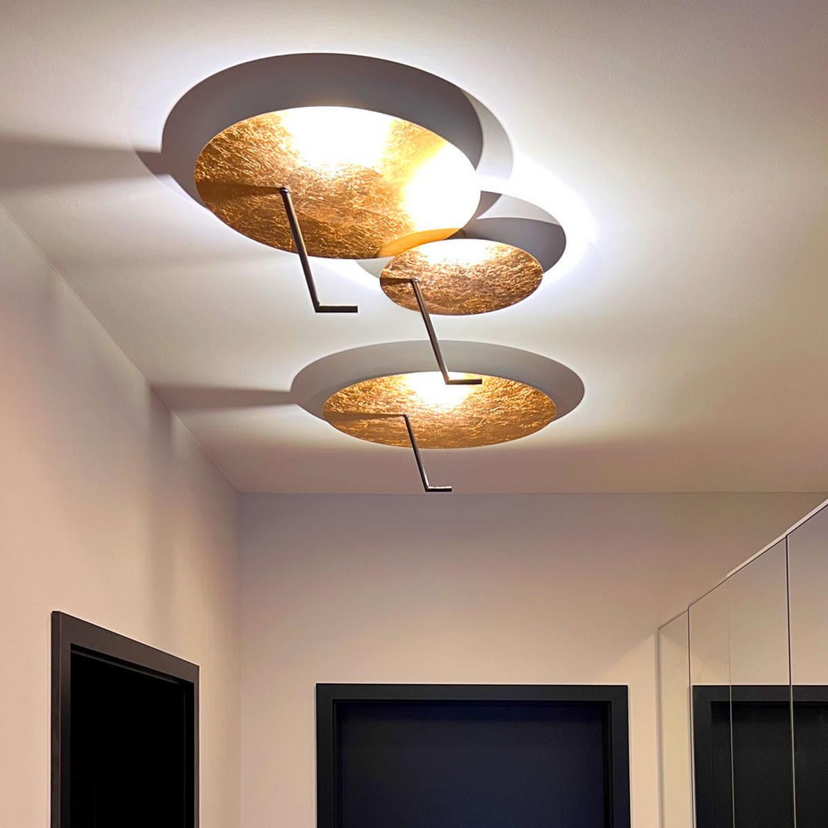 LED-WAND-/DECKENLAMPE Hook Blattgold Ø 30cm - Goldfarben, Metall (30/30/25cm) - s.luce