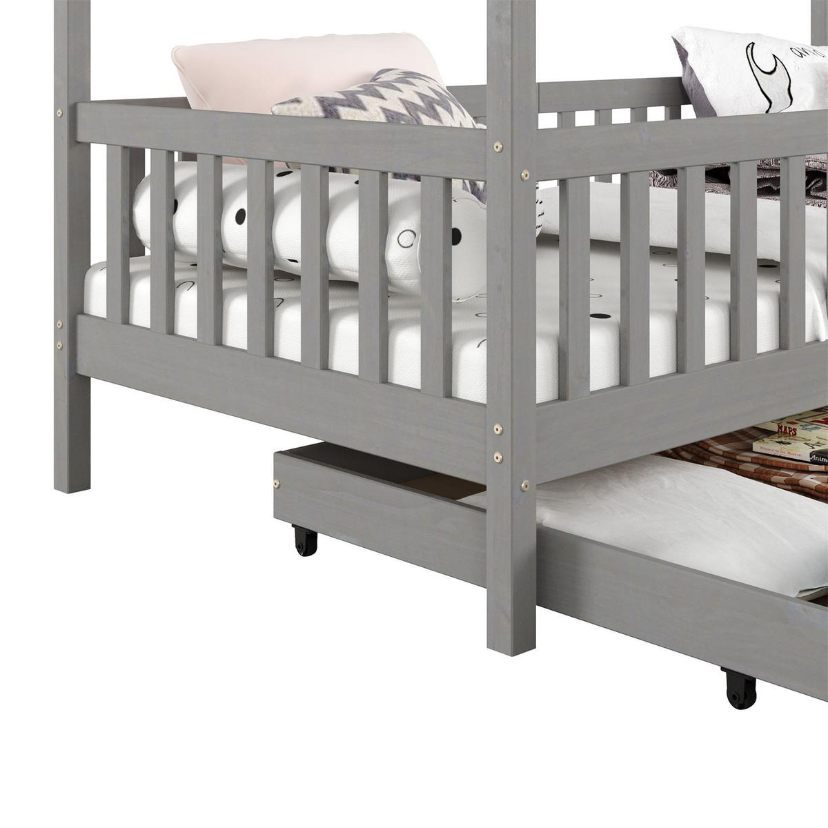 HAUSBETT ELEA 90X200 CM - Grau, Holz (96/148/206cm) - IDIMEX