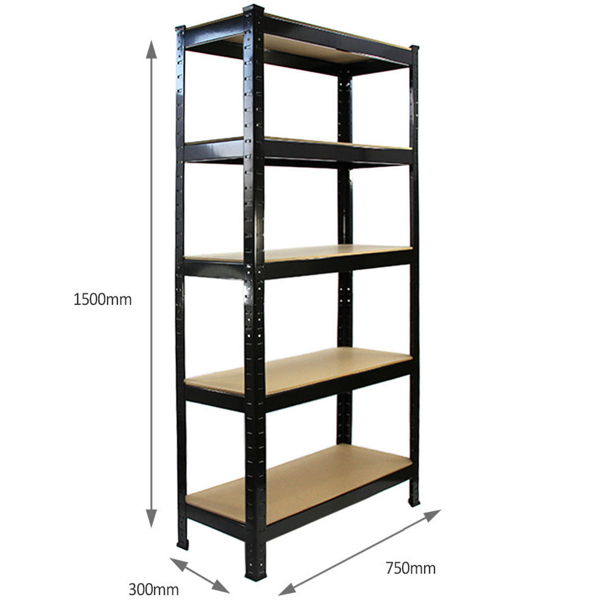 LAGERREGAL 8 x T-RAX Schwarz 75cm x 150cm x 30cm - Schwarz, Metall (75/150/30cm) - Monstershop