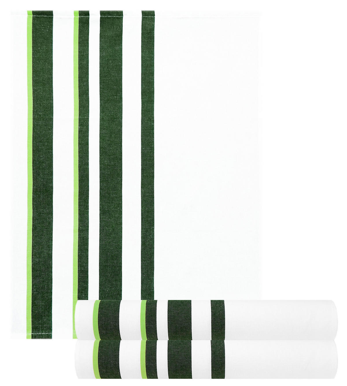 GESCHIRRTÜCHER Halbleinen 50x70 cm, 3er Set, Grün - Weiß - Weiß/Grün, Textil (50/70cm) - Lashuma