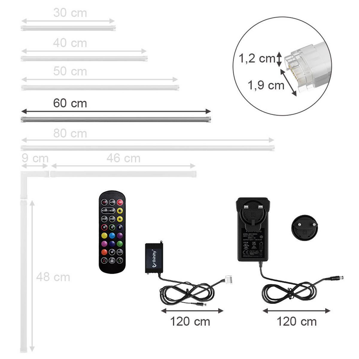 LED PÁSEK Bílá - bílá, kov (1.5/60/1.5cm) - Vicco