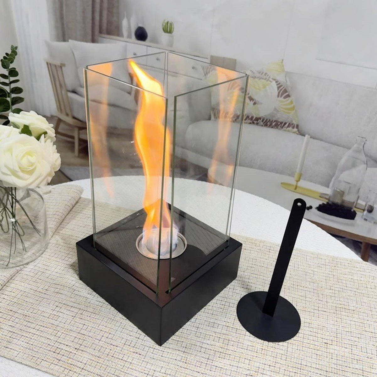 BIOETHANOL-KAMIN Schwarz 16.4/16.4/30.5 cm - Schwarz, Metall (16.4/30.5/16.4cm) - Authentics