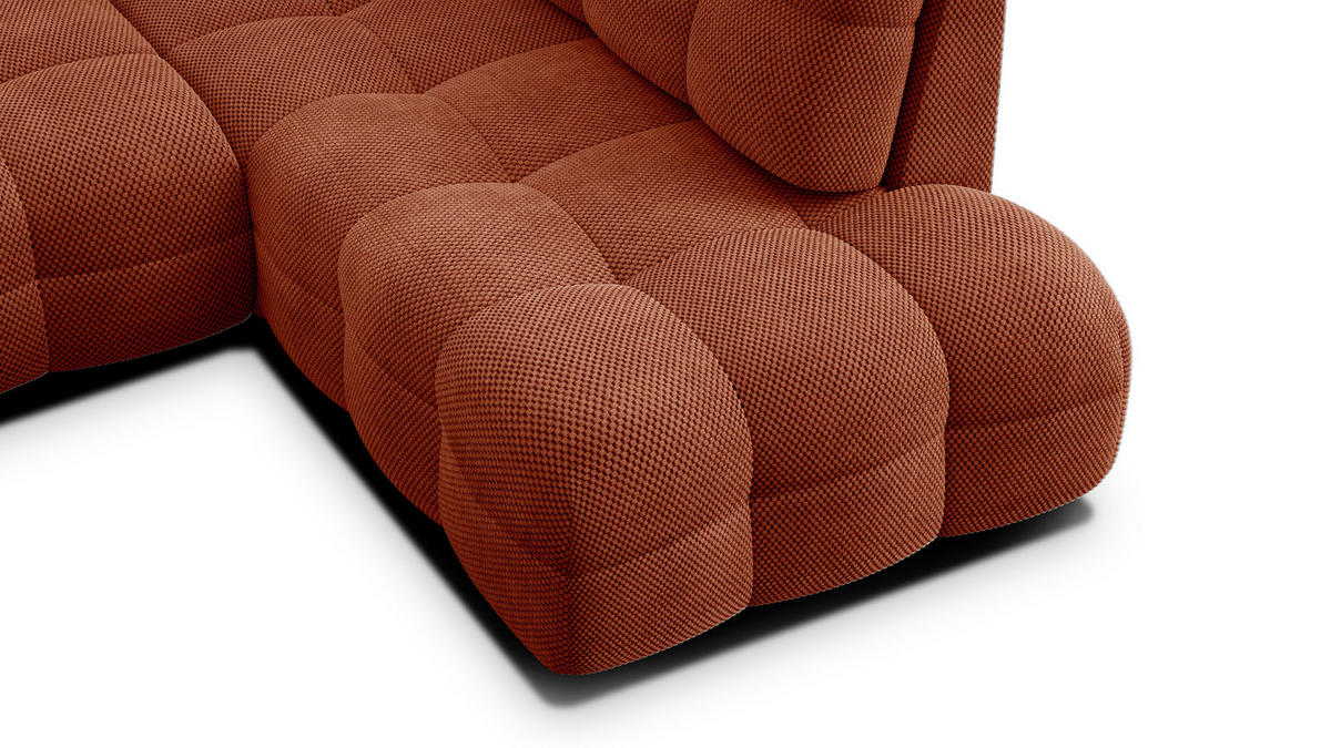 ECKSOFA MELLOW 5-Sitzer, dunkelorange - Dunkelorange/Schwarz, Holz/Textil (283/191cm) - Courtois Laville