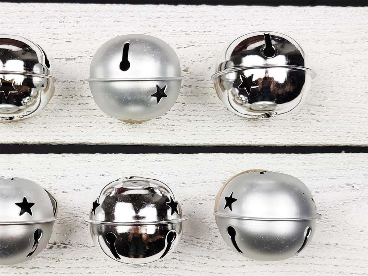 WEIHNACHTSORNAMENTE 6er-Set Ornamente Glöckchen silber 6 cm - Silberfarben, Metall (6/6/6cm) - LAALU