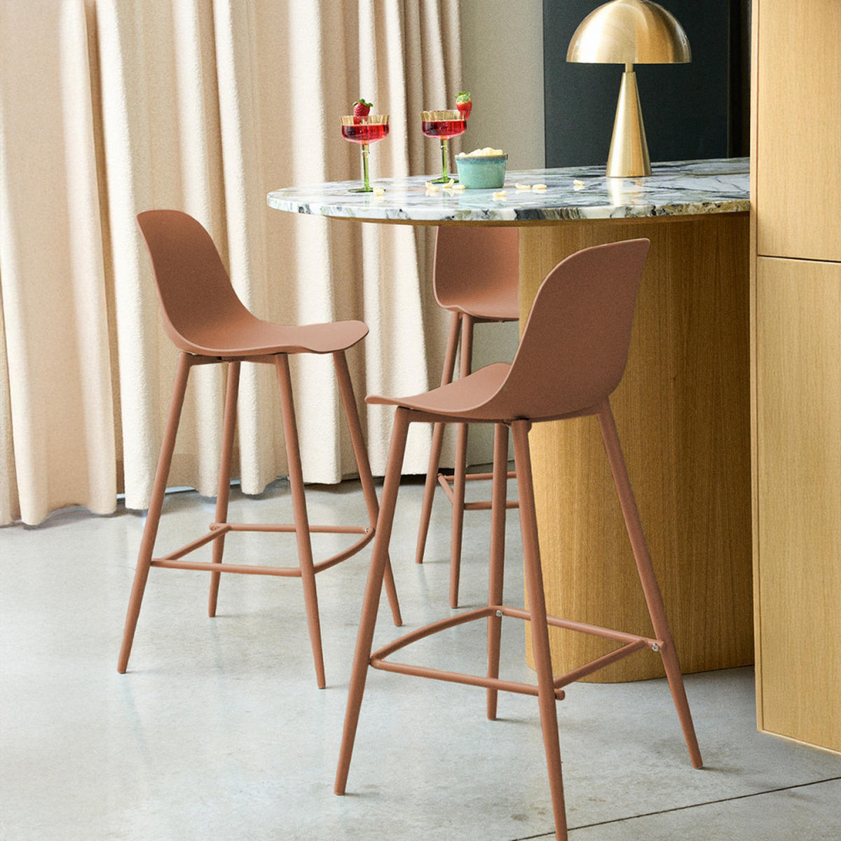 BARHOCKER - Plastik - Terrakotta - 4er-Set - Terracotta, Kunststoff (48/92/50cm) - Drawer