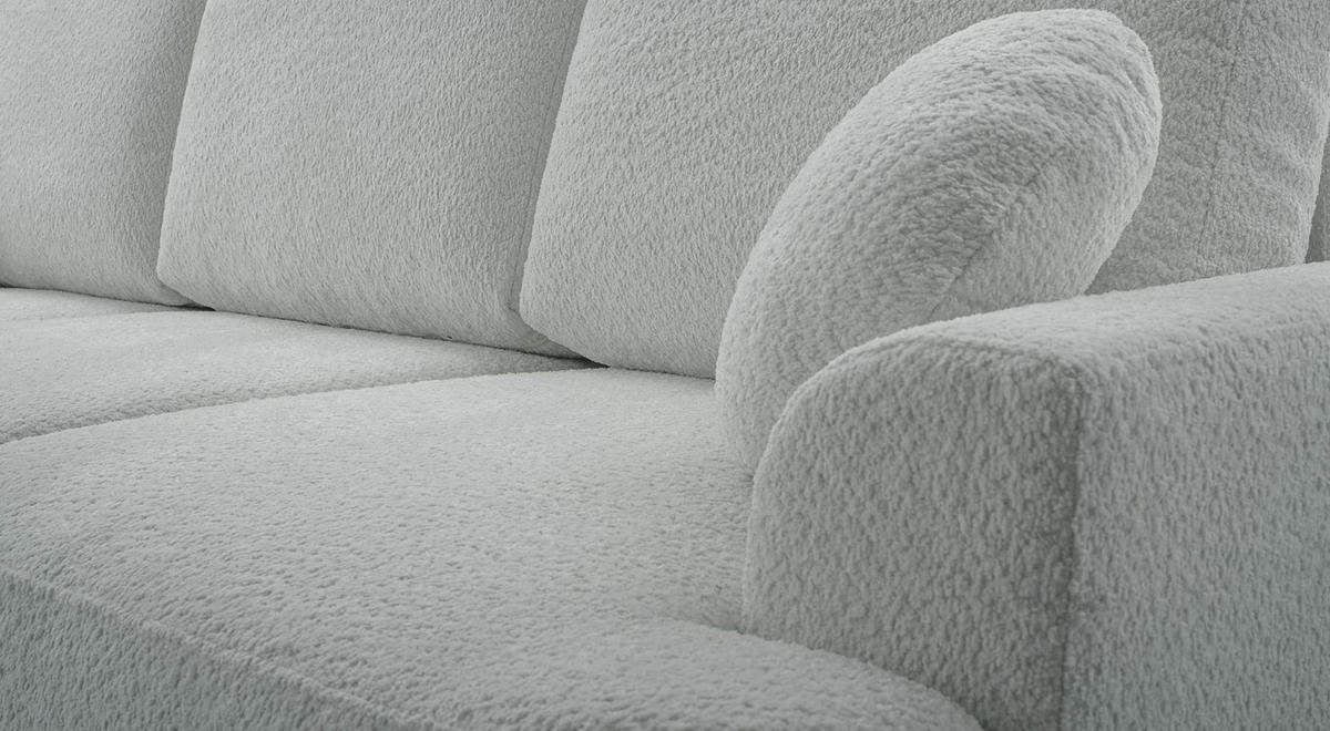3-SITZER SOFA Barletto Grau-Beige Bouclé - Taupe/Schwarz, Holz/Textil (248/94/110cm) - Selsey