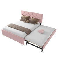 POLSTERBETT 140/200 cm rosa mit Rollcontainer aus Samt - Rosa, Textil (140/200cm) - OKWISH