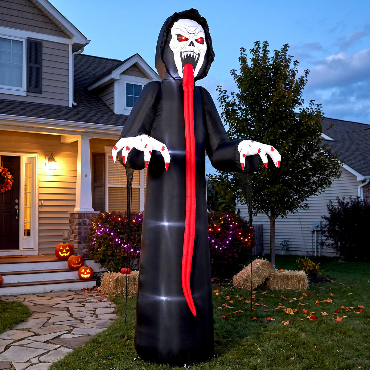 NAFUKOVACÍ halloweenská kostra z polyesterové látky, černá - černá, textil (95/310/130cm) - Outsunny