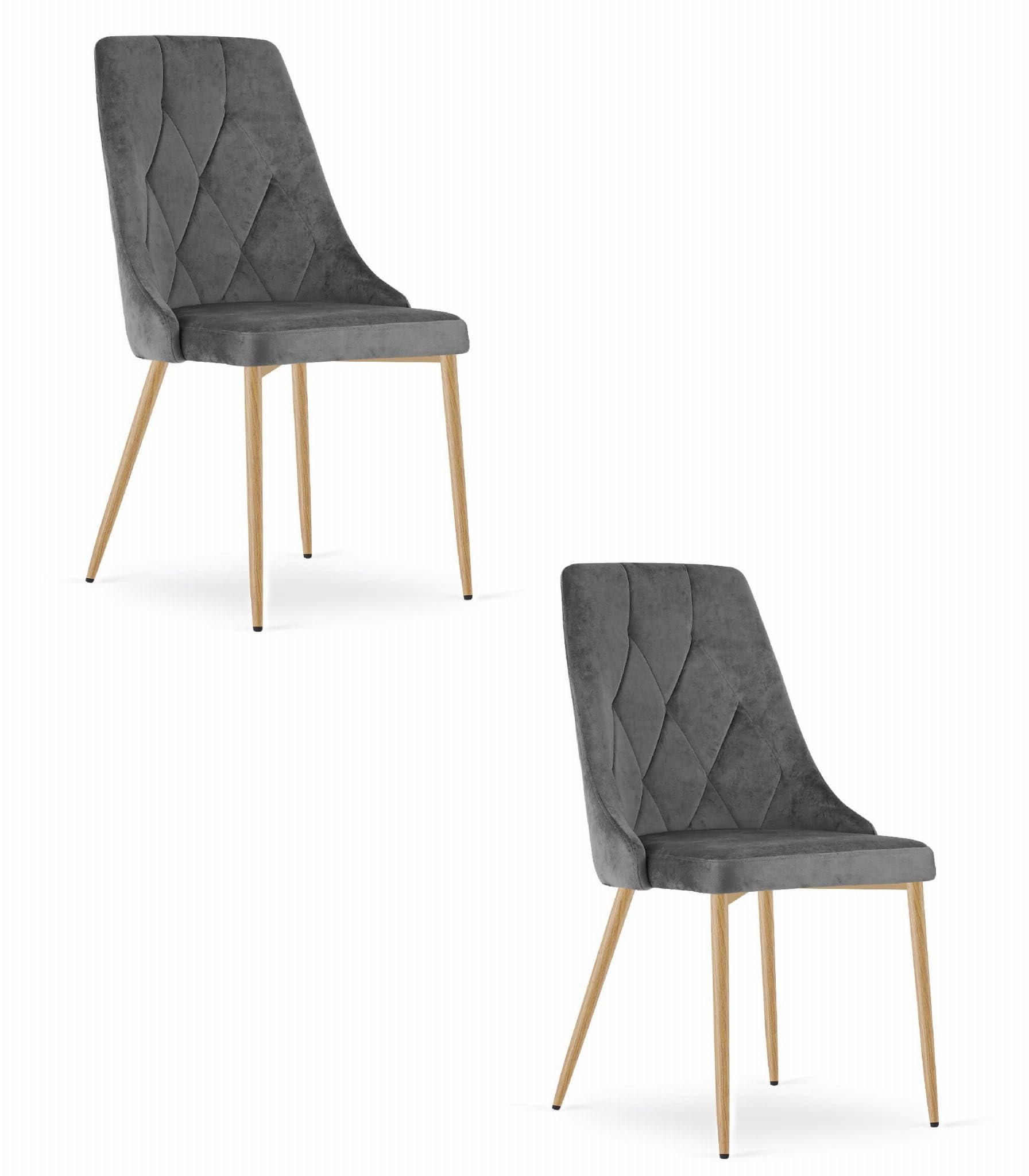 ESSZIMMERSTUHL 2er Set Dunkelgrauer Velours, Diamantpolsterung, Bequeme Sitzfläche - Grau, Textil (48/89/43cm) - Best For Home