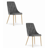 ESSZIMMERSTUHL 2er Set Dunkelgrauer Velours, Diamantpolsterung, Bequeme Sitzfläche - Grau, Textil (48/89/43cm) - Best For Home