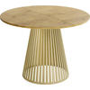 ESSTISCH Naro rund ausziehbar mit Goldenem Lamellen-Metallgestell, Braun 120-200/120/76 cm - Eichefarben/Goldfarben, Holzwerkstoff/Metall (120/120/76cm) - WFL GROUP