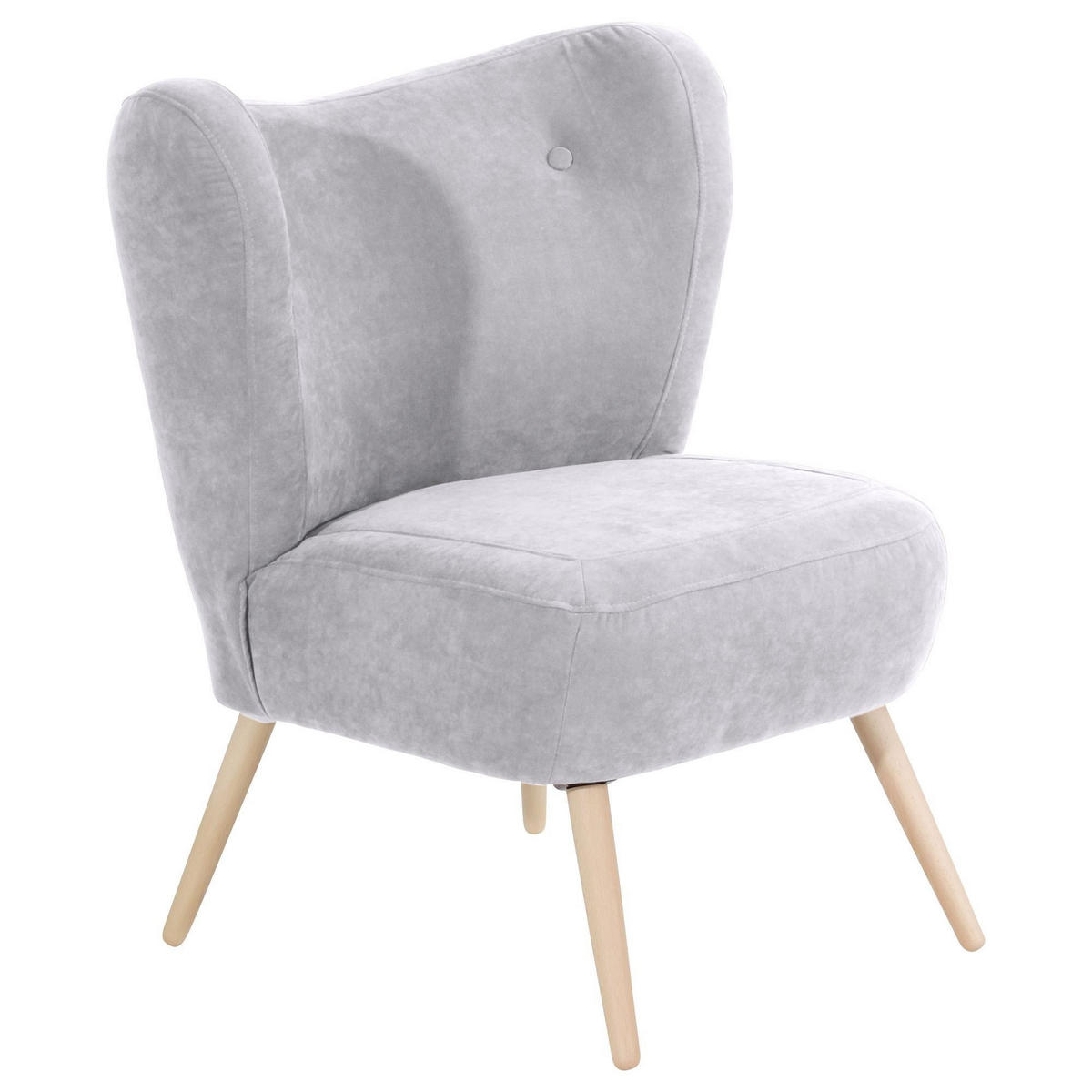 SESSEL Kathy Bezug Veloursstoff Buche natur / silber - Grau, Kunststoff (70/86/69cm) - 58aufmkessel