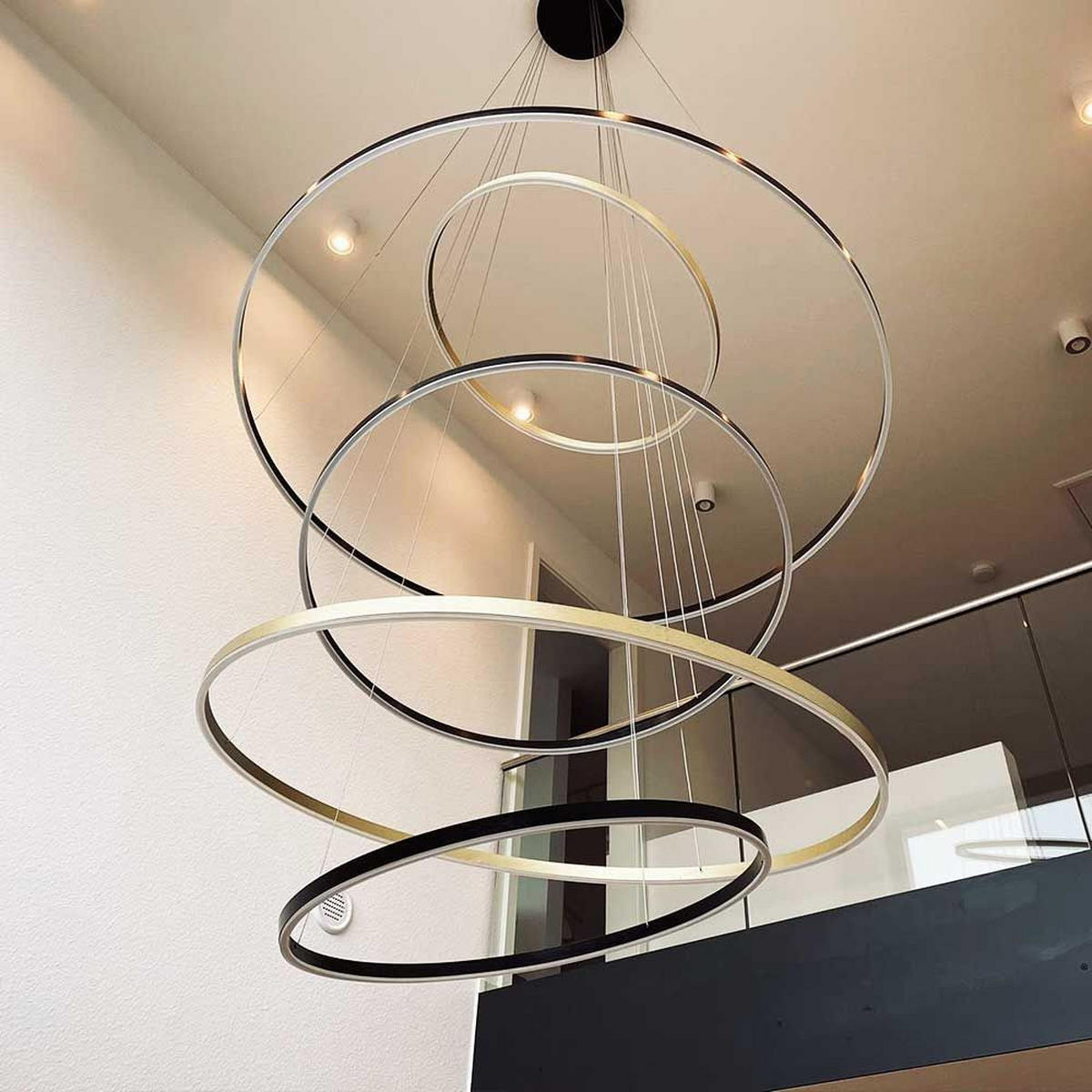 LED-HÄNGELAMPE 5er Ring Aluminium Ø 100 | 120 | 150 | 120 | 100cm - Alufarben, Metall (1.3/150/3.3cm) - s.luce