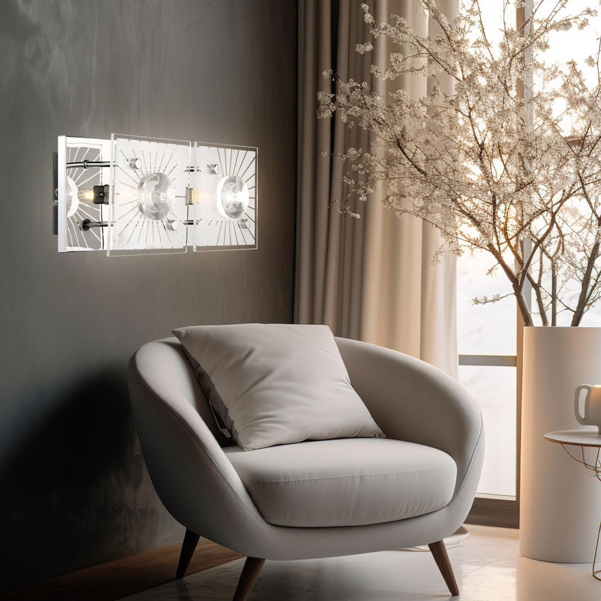 WANDELLEUCHTE Iolana Kristalloptik Silber - Silberfarben, Glas (11/10/24cm) - Globo Lighting