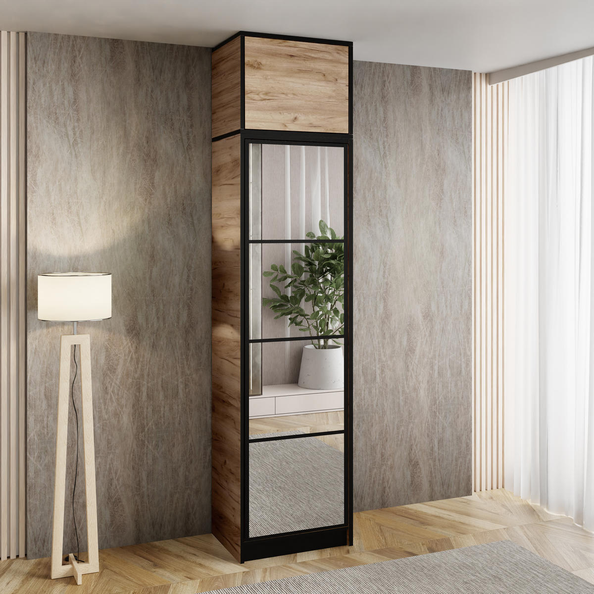 DREHTÜRENSCHRANK EDEN MIT AUFSATZ 1D Eiche Craft Gold - Honigeiche, Holzwerkstoff (53.2/247/39cm) - Kier Furniture