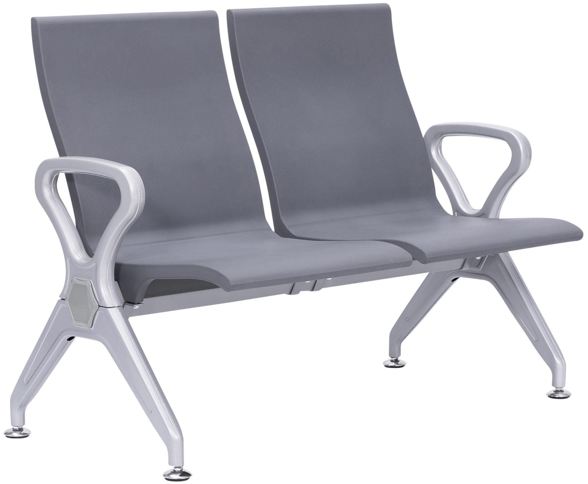 WARTEBANK Kunststoff Grau - Grau, Kunststoff/Metall (118/89/59cm) - CLP