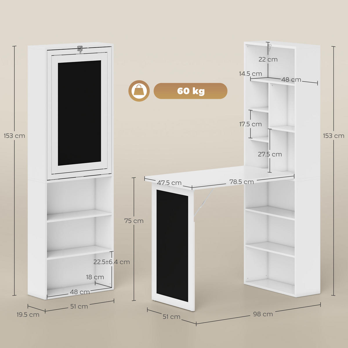 BÜROTISCH Weiß 1 Stück - Weiß, Holzwerkstoff (51/153/98cm) - GiPP