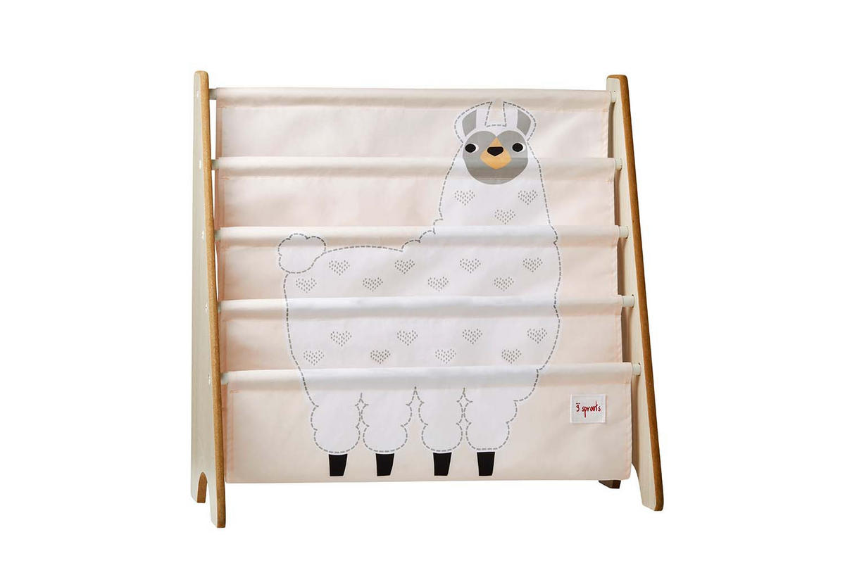BÜCHERREGAL Motiv: Lama - Weiß, Textil (63/60/26cm) - 3Sprouts