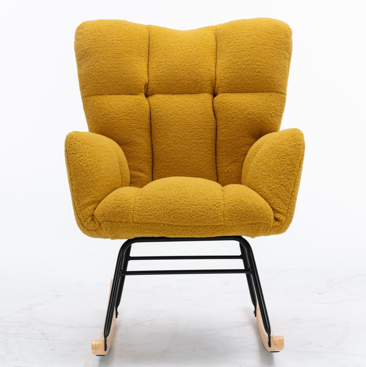 SCHAUKELSTUHL Teddy-Stoff mit hohem Rücken und Filzschutz 80/70/95 cm Gelb - Gelb, Textil (70/95/80cm) - Redom