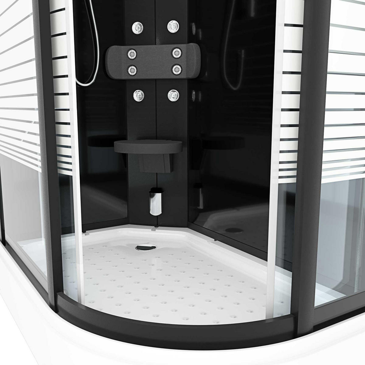 DAMPFDUSCHE Sauna Duschkabine D30-73M3R-EC 80x120 cm - Schwarz, Glas/Kunststoff (80/120/215cm) - AcquaVapore by Sandra Jentho