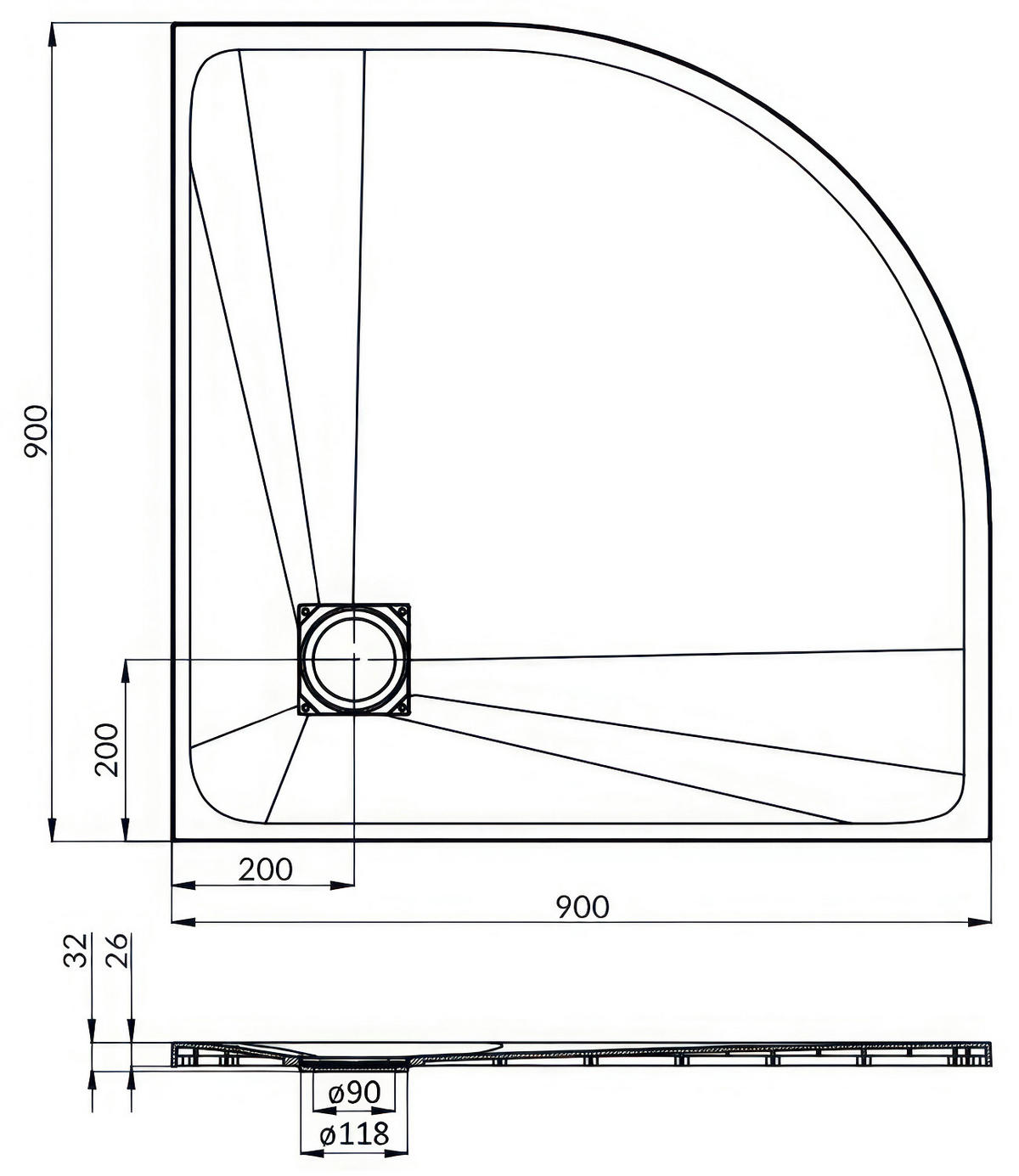 DUSCHSET Hela Vidar Schwarz/Transparent, 2-teilig, Viertelkreis, 90/90/193 cm - Schwarz, Glas (90/90/193cm) - bad land