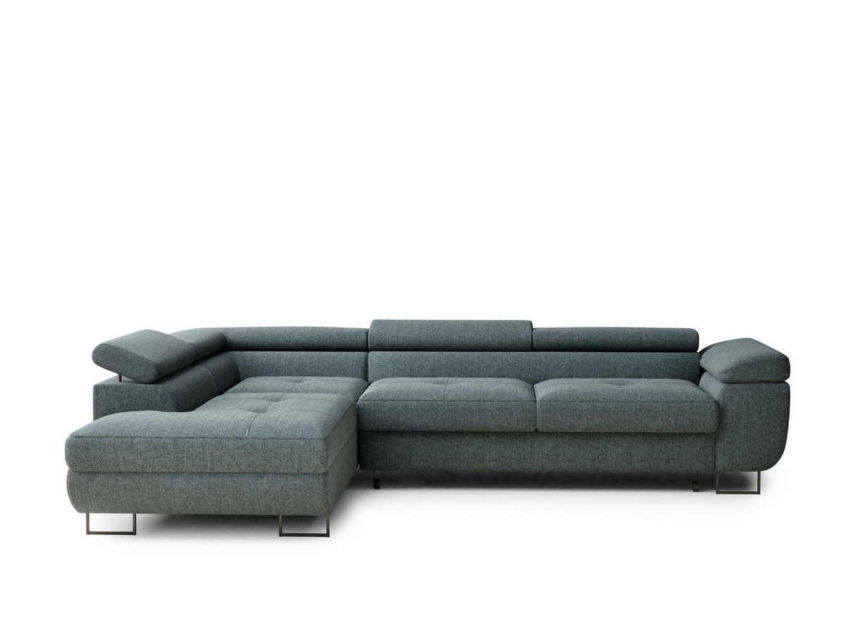 ECKSOFA Concord Blau Webstoff - Links Seite - Blau/Schwarz, Holz/Holzwerkstoff (203/277cm) - Maison de Reve