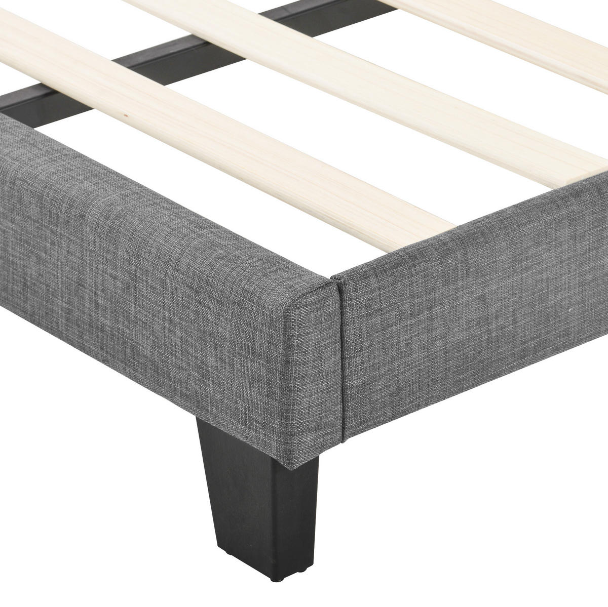 POLSTERBETT 140/200 cm Grau aus Leinen mit Federkernmatratze - Grau, Textil (140/200cm) - OKMYHOME