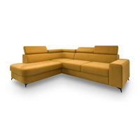 ECKSOFA ALVORO L-S Gelb Velours-Stoff mit Schlaffunktion - Gelb, Holz (253/190cm) - MASSENO
