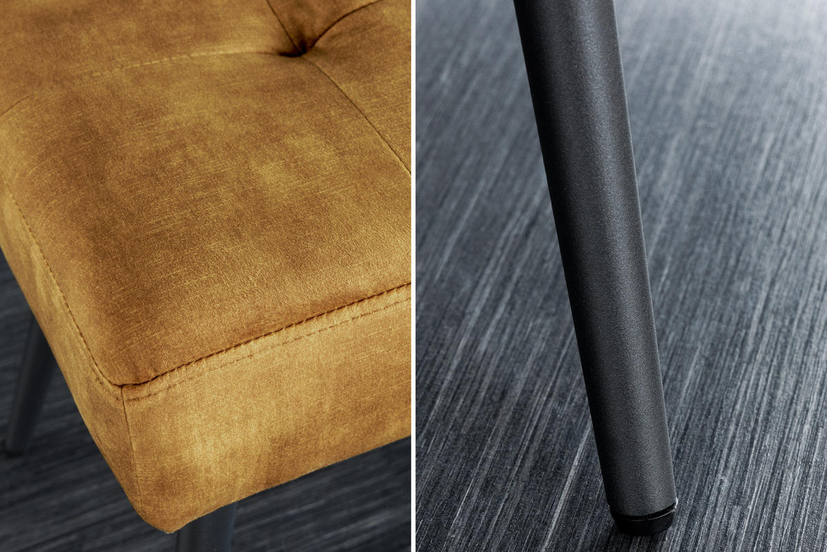 SITZBANK BOUTIQUE Samt Senfgelb 100 cm - Gelb/Schwarz, Textil/Metall (100/43/35cm) - riess-ambiente